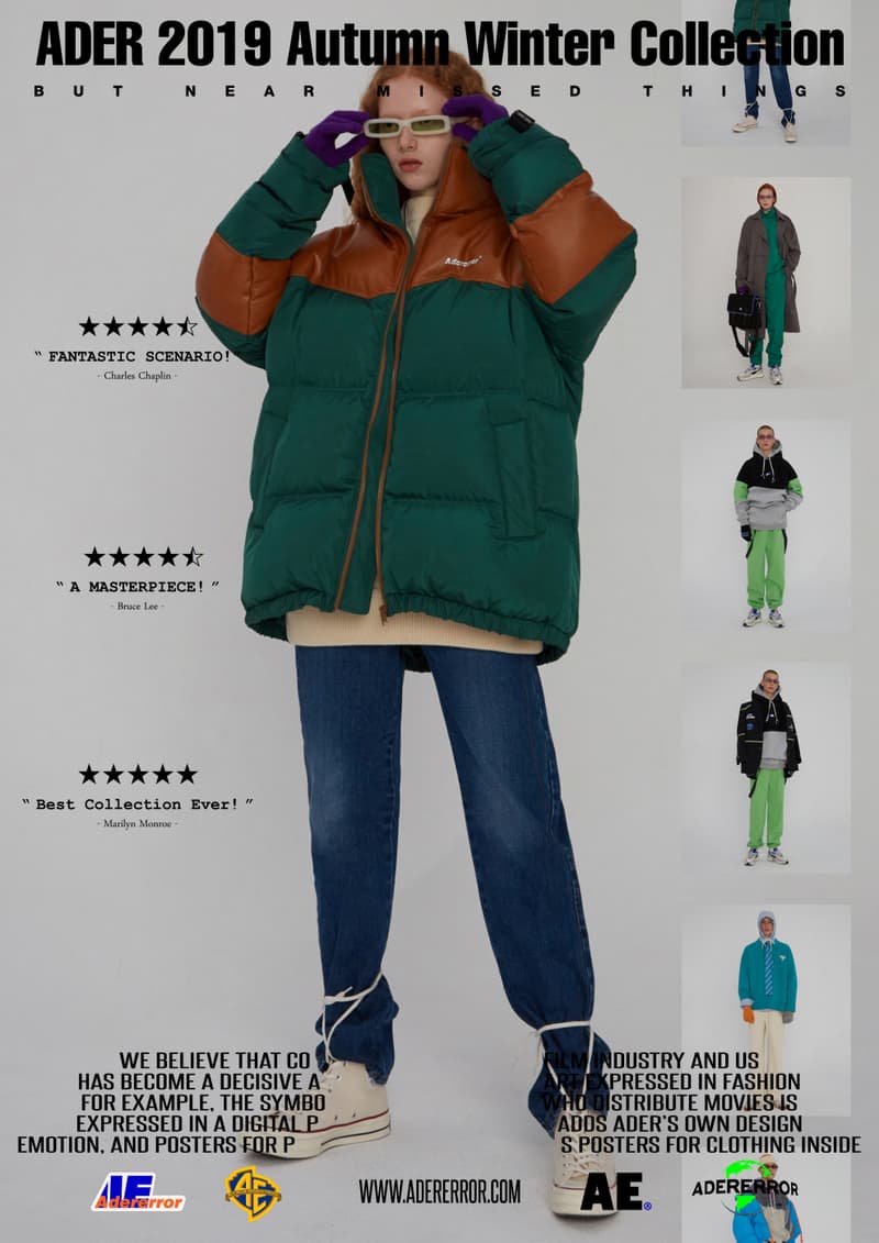 ader error fall winter collection film in fashion outerwear puffer coats jackets sweaters korean streetwear brand