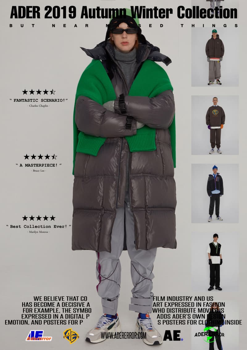 ader error fall winter collection film in fashion outerwear puffer coats jackets sweaters korean streetwear brand