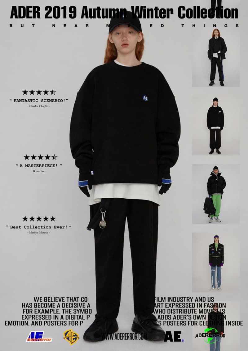 ader error fall winter collection film in fashion outerwear puffer coats jackets sweaters korean streetwear brand