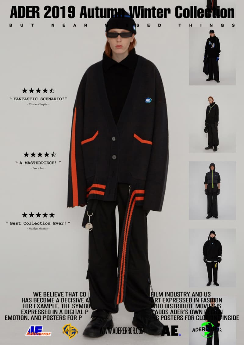 ader error fall winter collection film in fashion outerwear puffer coats jackets sweaters korean streetwear brand