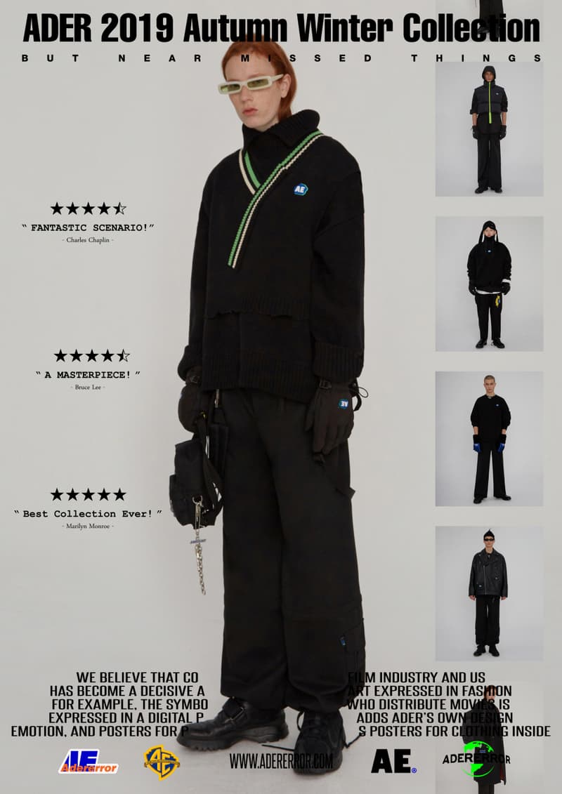 ader error fall winter collection film in fashion outerwear puffer coats jackets sweaters korean streetwear brand