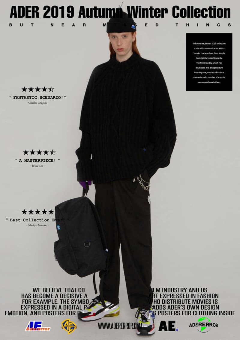 ader error fall winter collection film in fashion outerwear puffer coats jackets sweaters korean streetwear brand