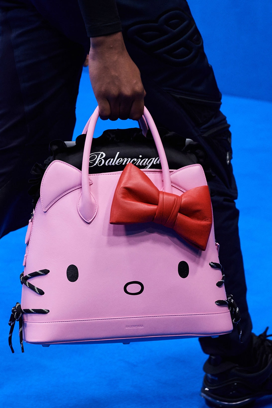 balenciaga spring summer 2020 paris fashion week pfw hello kitty bags men accessories white pink black designer 