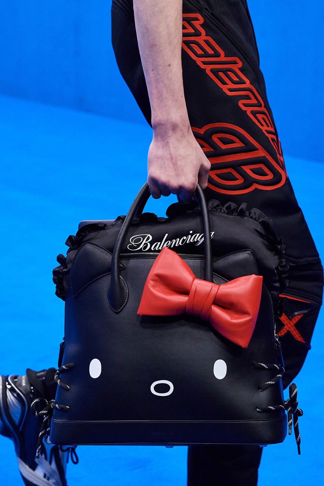 balenciaga spring summer 2020 paris fashion week pfw hello kitty bags men accessories white pink black designer 