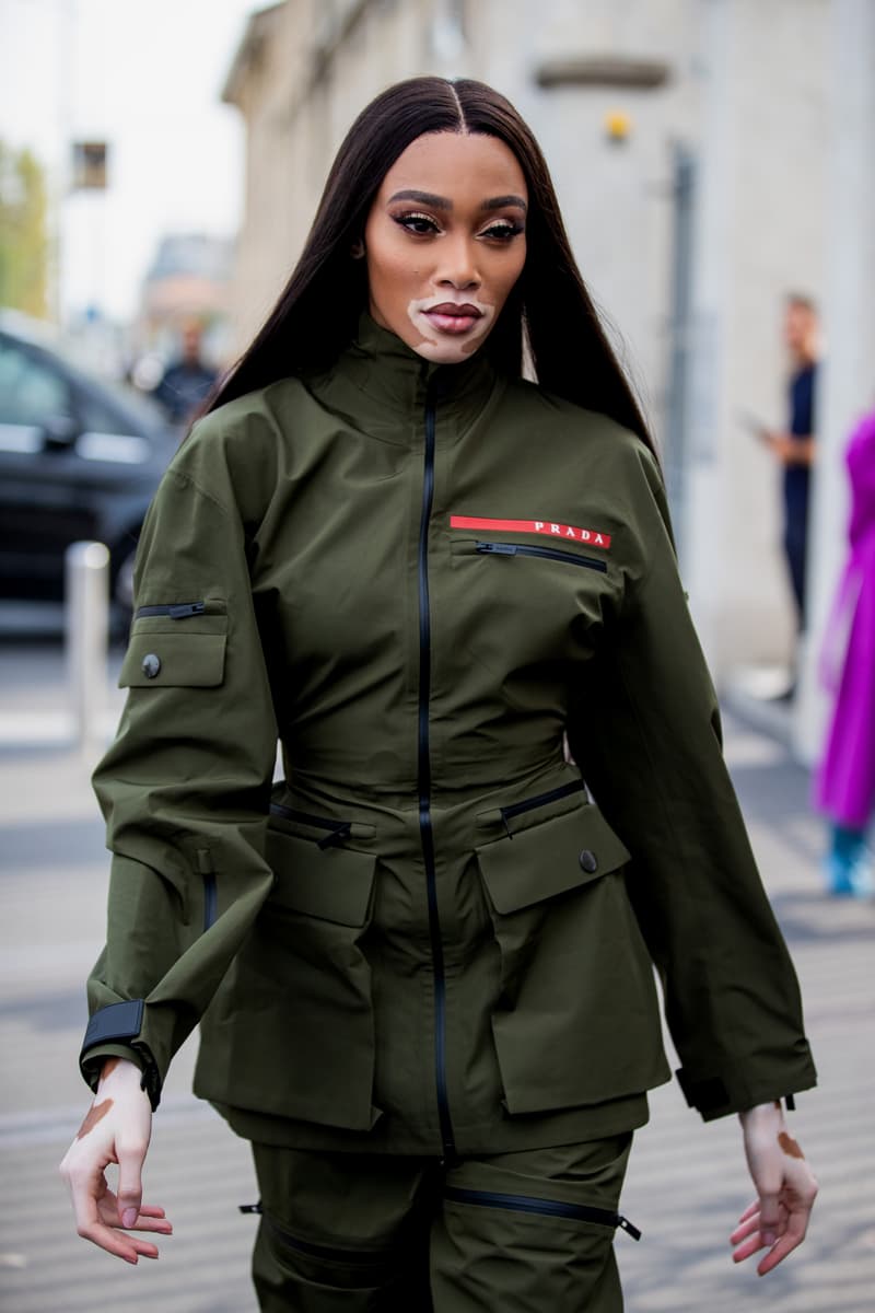 Winnie Harlow Prada Jacket Pants Green
