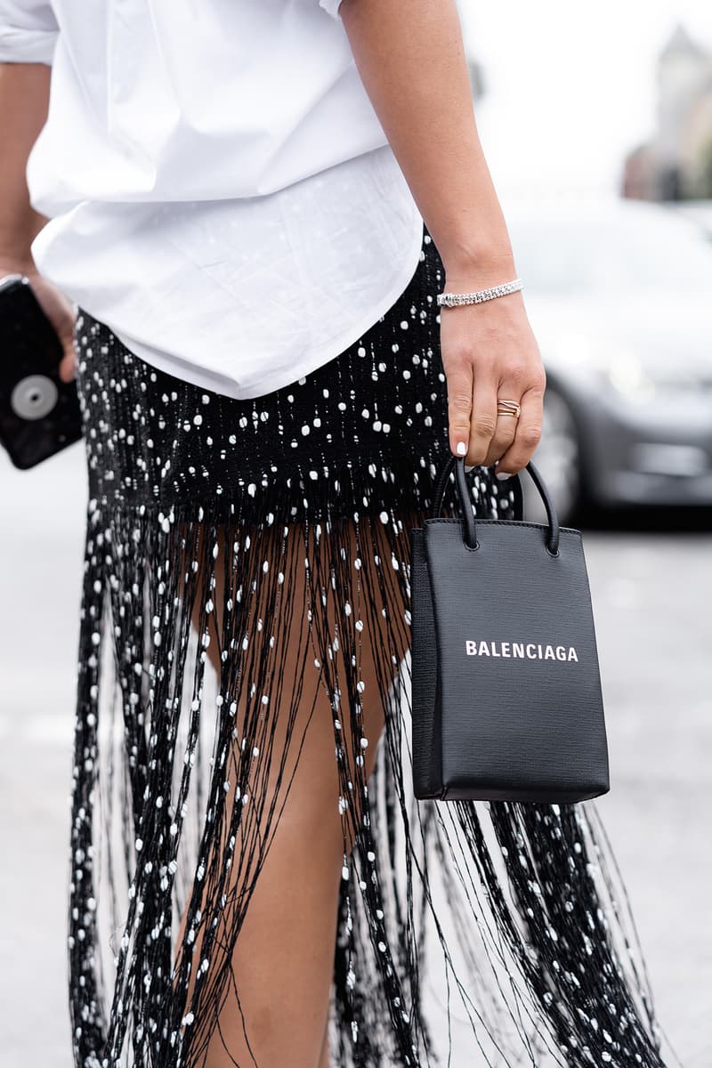 Balenciaga Shopping Phone Holder Bag black logo