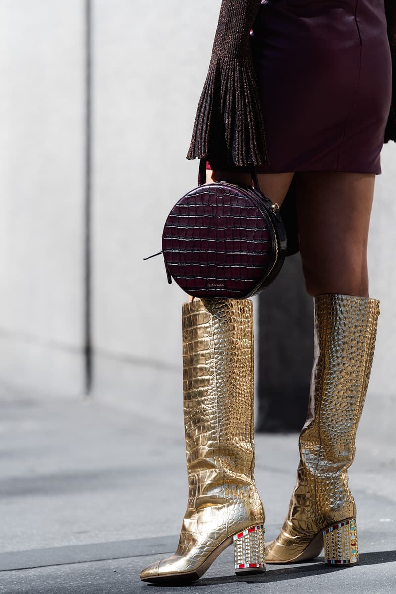 mansur gavriel croc burgundy circle bag gold boots aimee song