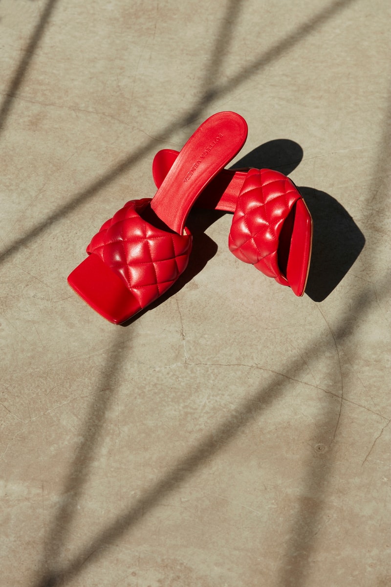 Bottega Veneta x mytheresa.com Exclusive Capsule The Pouch Square Toe Sandal Heel Red Design Release
