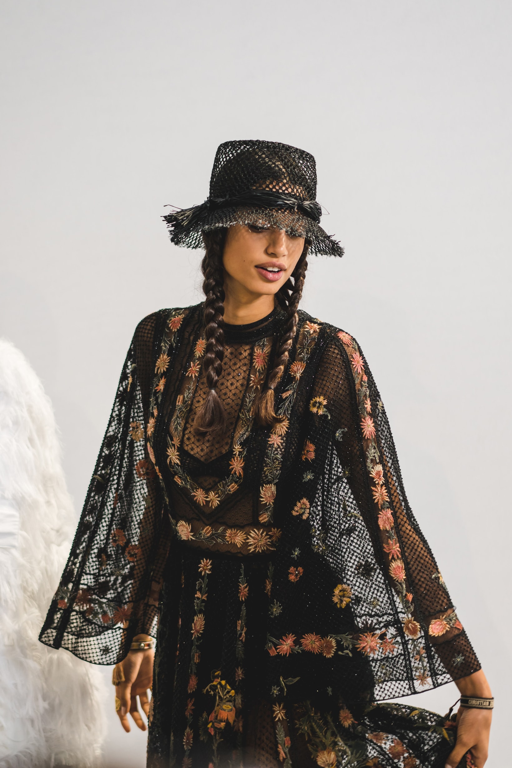 Dior Spring Summer 2020 Paris Fashion Week Collection Show Backstage Look Dress Hat Black