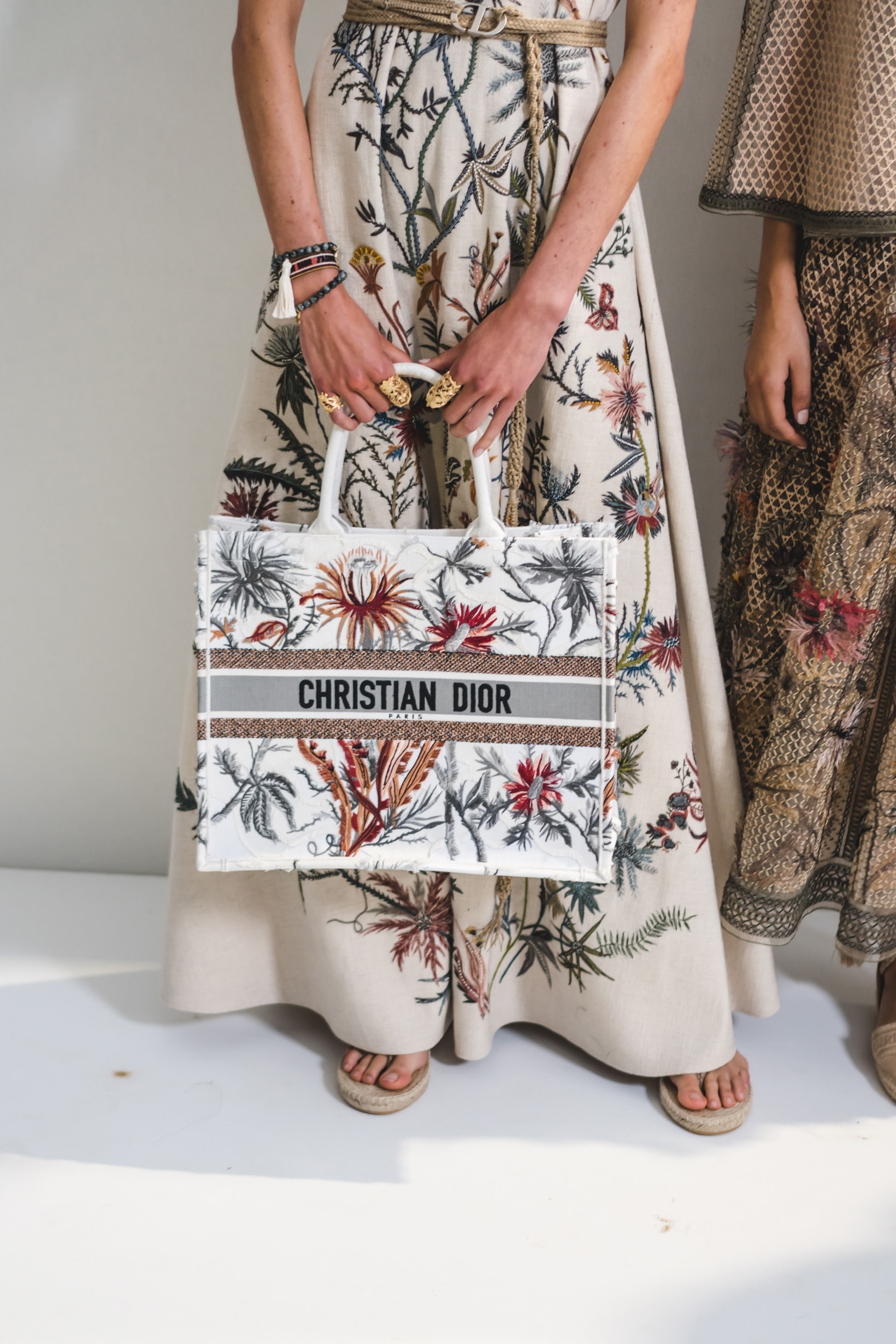 Dior Spring Summer 2020 Paris Fashion Week Collection Show Backstage Look Embroidered Bag White