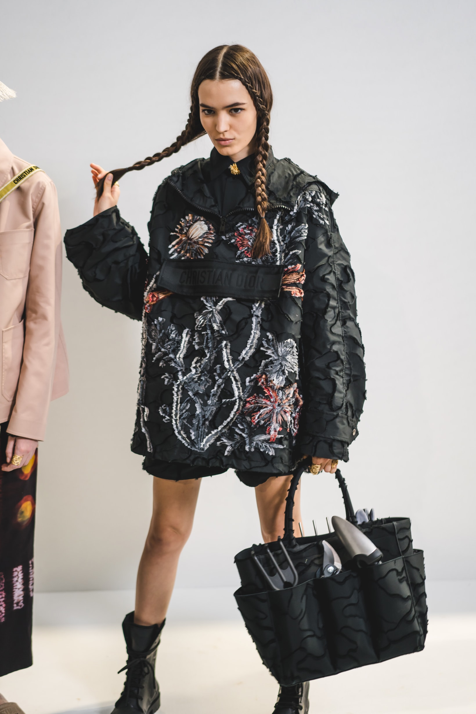 Dior Spring Summer 2020 Paris Fashion Week Collection Show Backstage Look Jacket Bag Black
