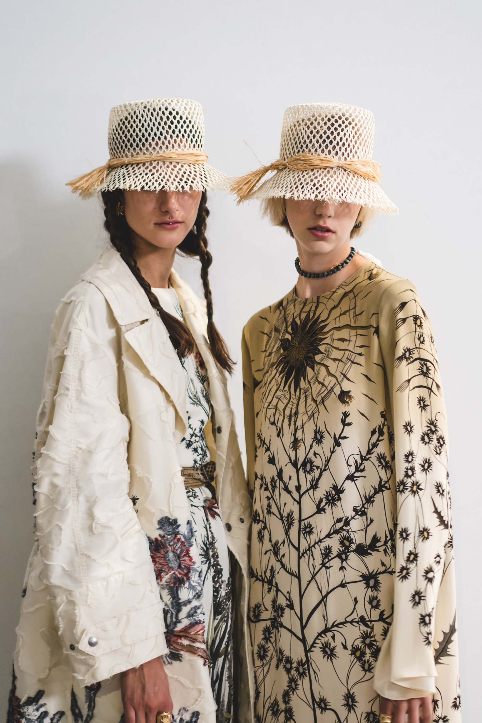 Dior Spring Summer 2020 Paris Fashion Week Collection Show Backstage Look Hats Tan Jacket White