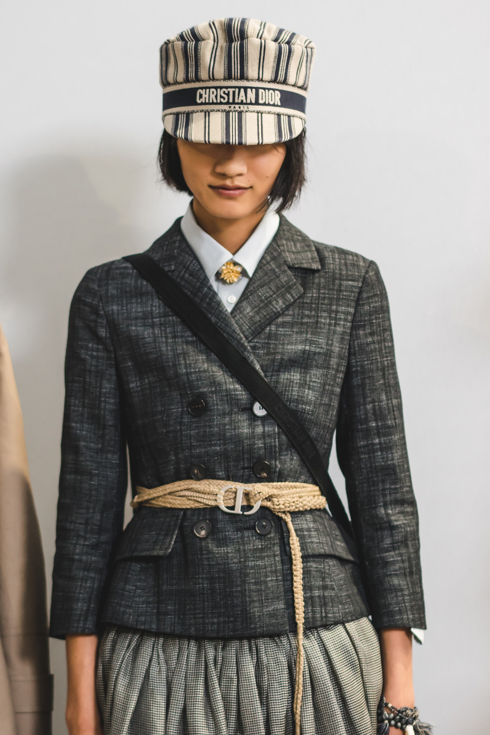 Dior Spring Summer 2020 Paris Fashion Week Collection Show Backstage Look Jacket Black Hat Tan