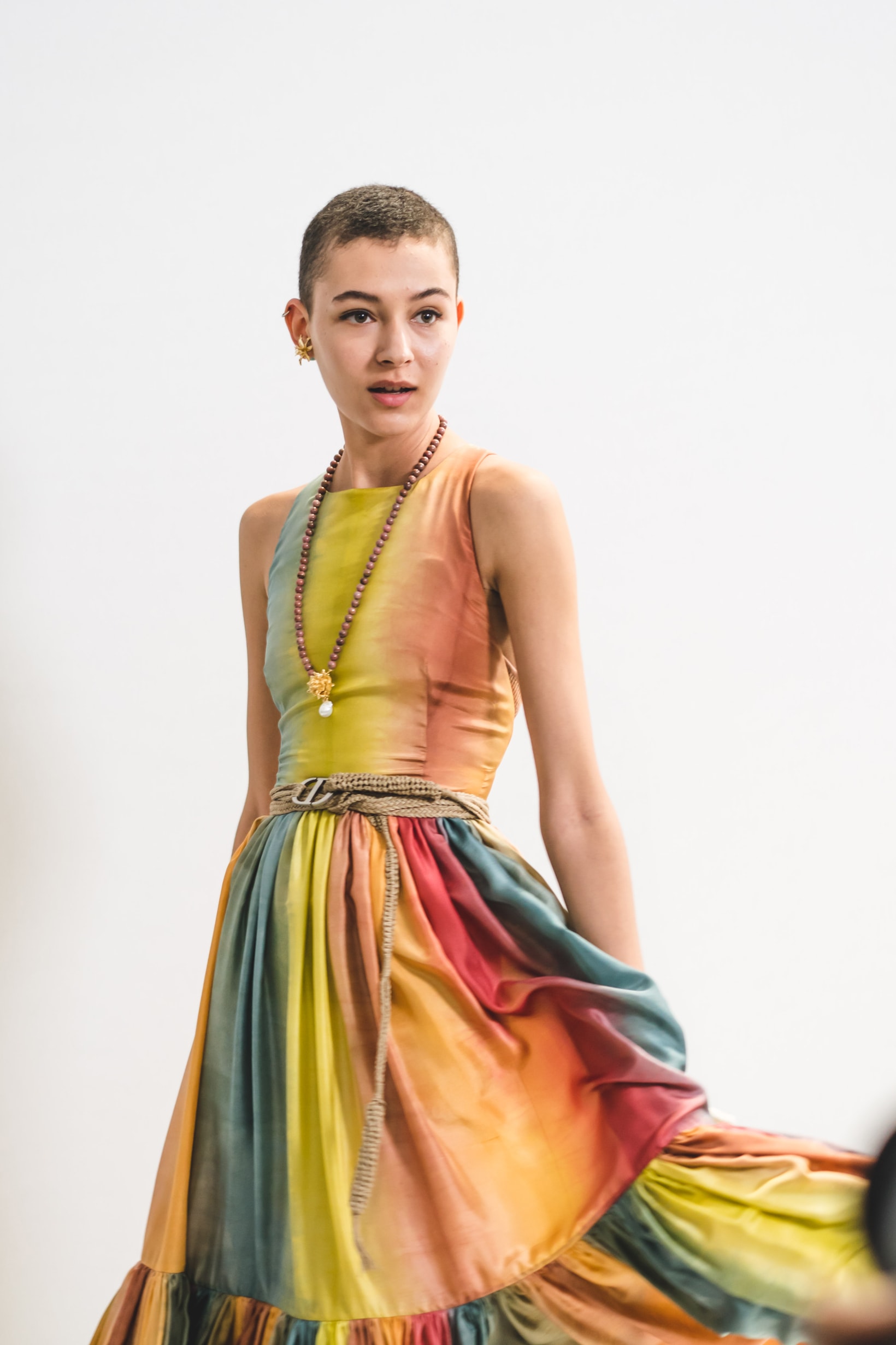 Dior Spring Summer 2020 Paris Fashion Week Collection Show Backstage Look Dress Yellow Red Blue