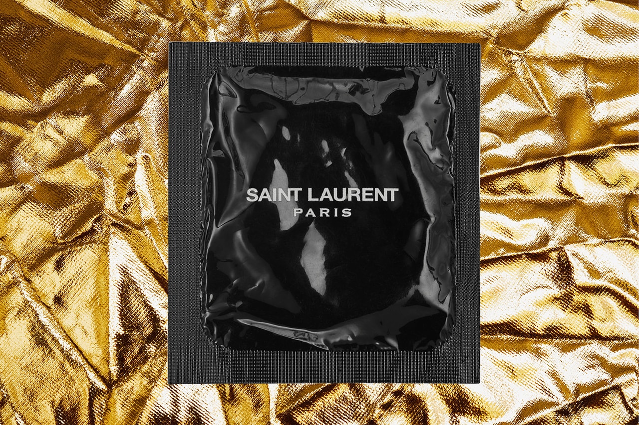 Saint Laurent Condom Logo Branding YSL Paris Rive Droite Fashion Designer Couture Sex Condoms