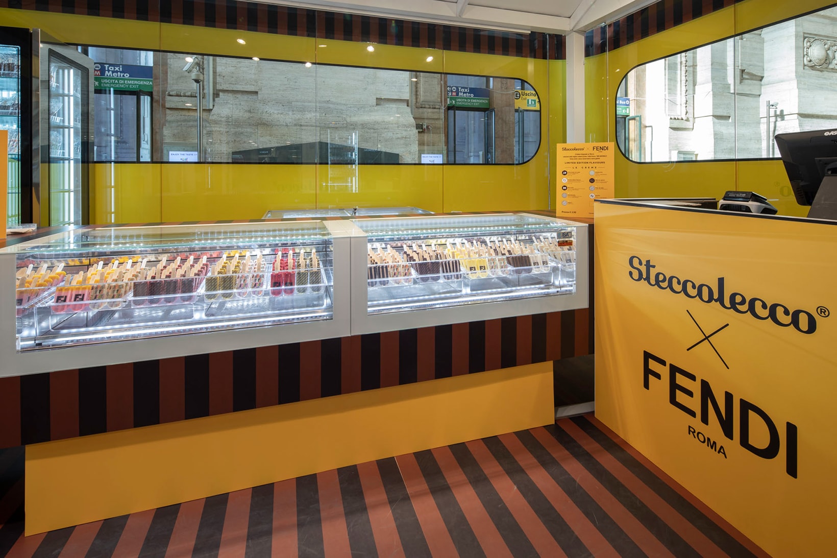 fendi steccolecco collaboration ice cream pop up milan central station dessert food sweets