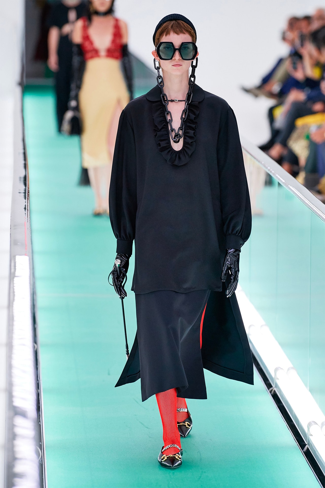 Gucci Orgasmique Spring Summer 2020 Runway Show Milan Fashion Week SS20 black dress flogger