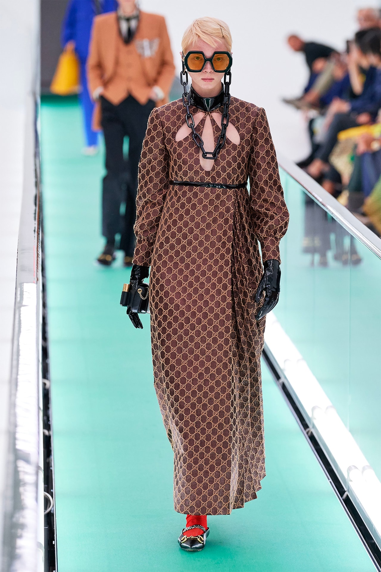 Gucci Orgasmique Spring Summer 2020 Runway Show Milan Fashion Week SS20 brown dress