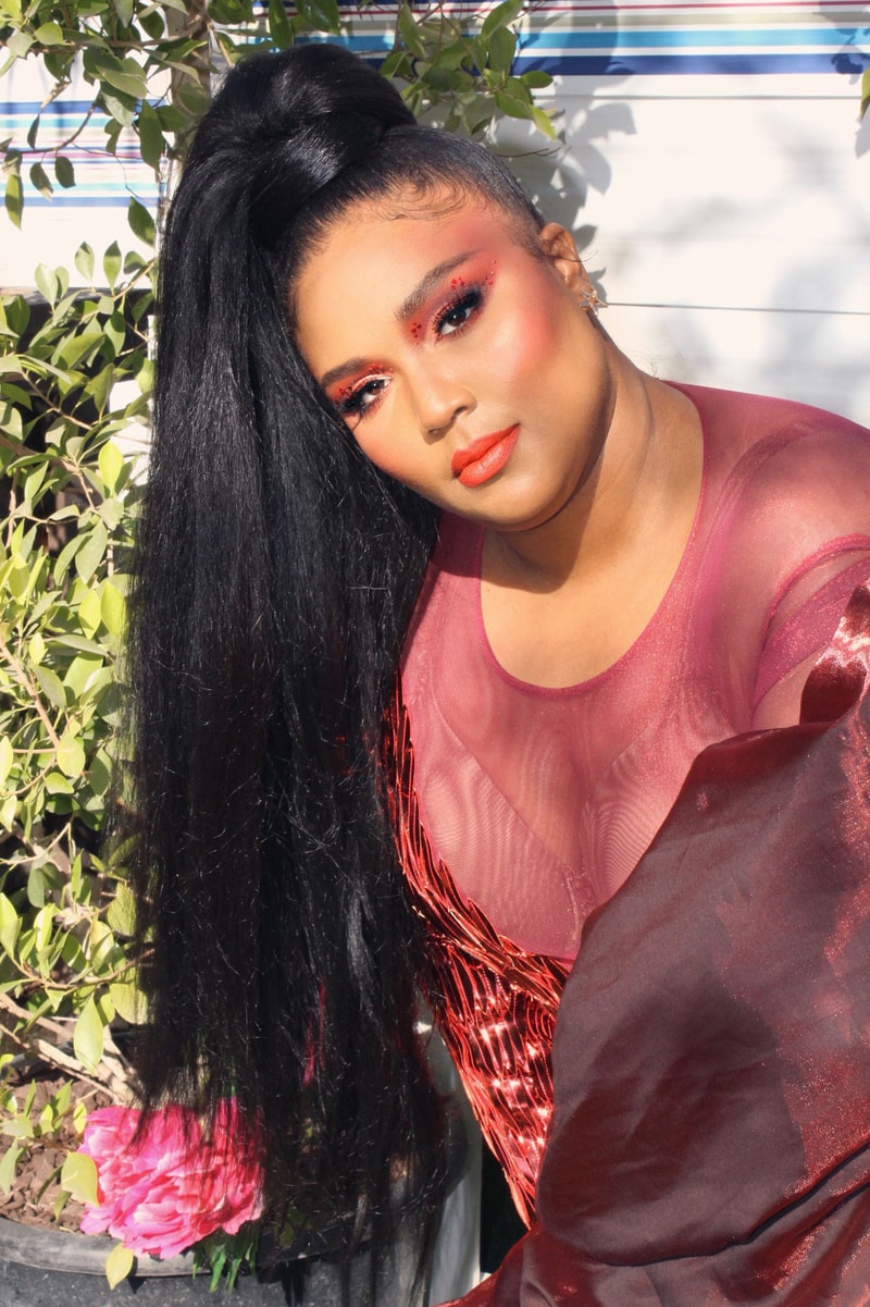 lizzo singer coachelle red makeup ponytail actress beauty 