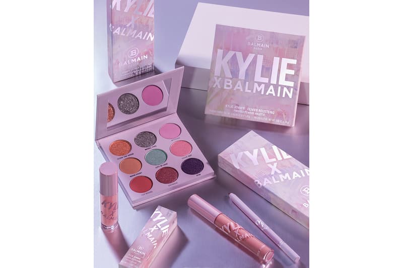 kylie jenner cosmetics balmain olivier rousteing paris fashion week pfw collaboration lipsticks lip gloss eyeshadows makeup beauty
