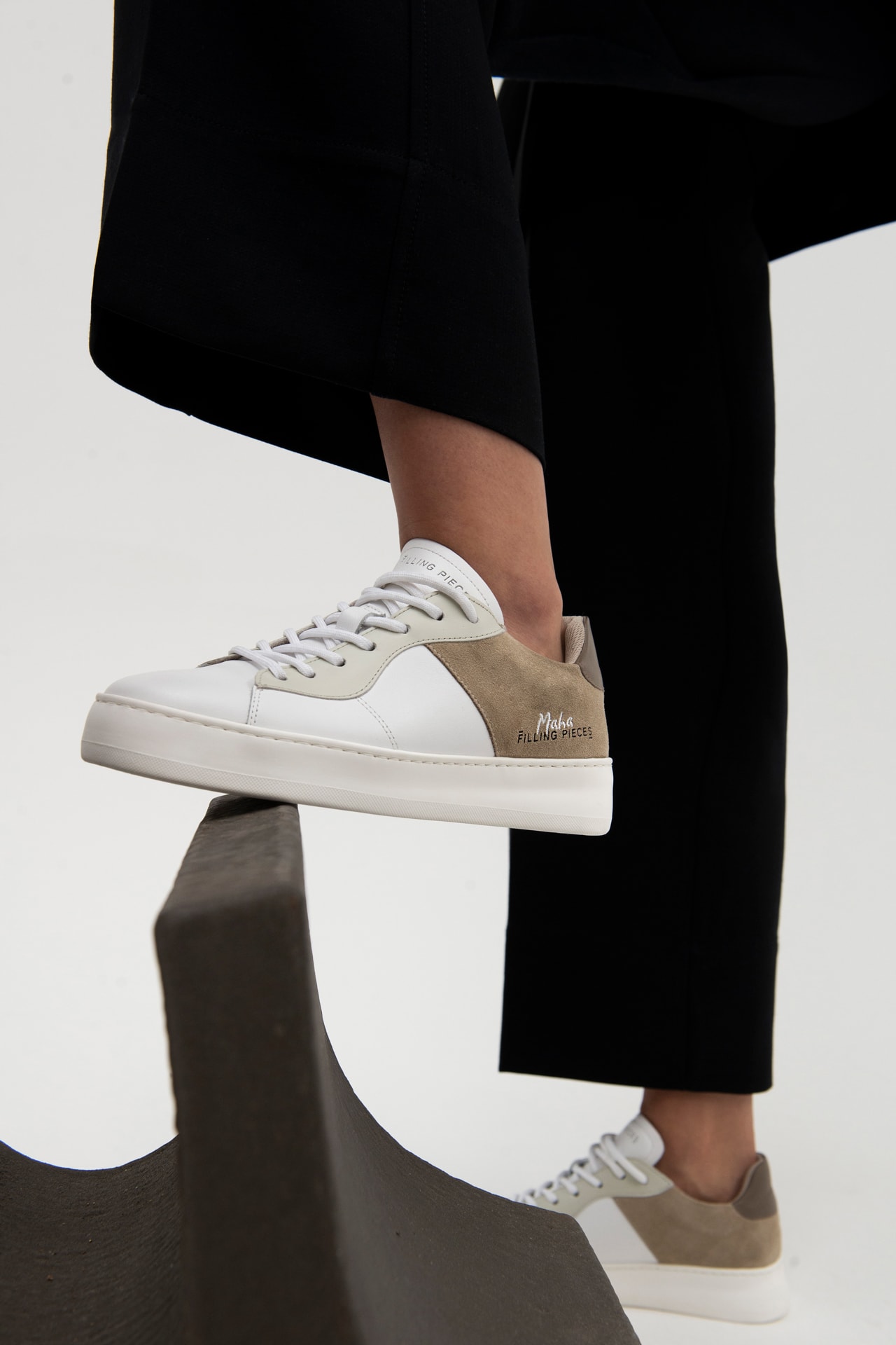 Maha Amsterdam x Filling Pieces Low Plain Court Sneaker White Brown
