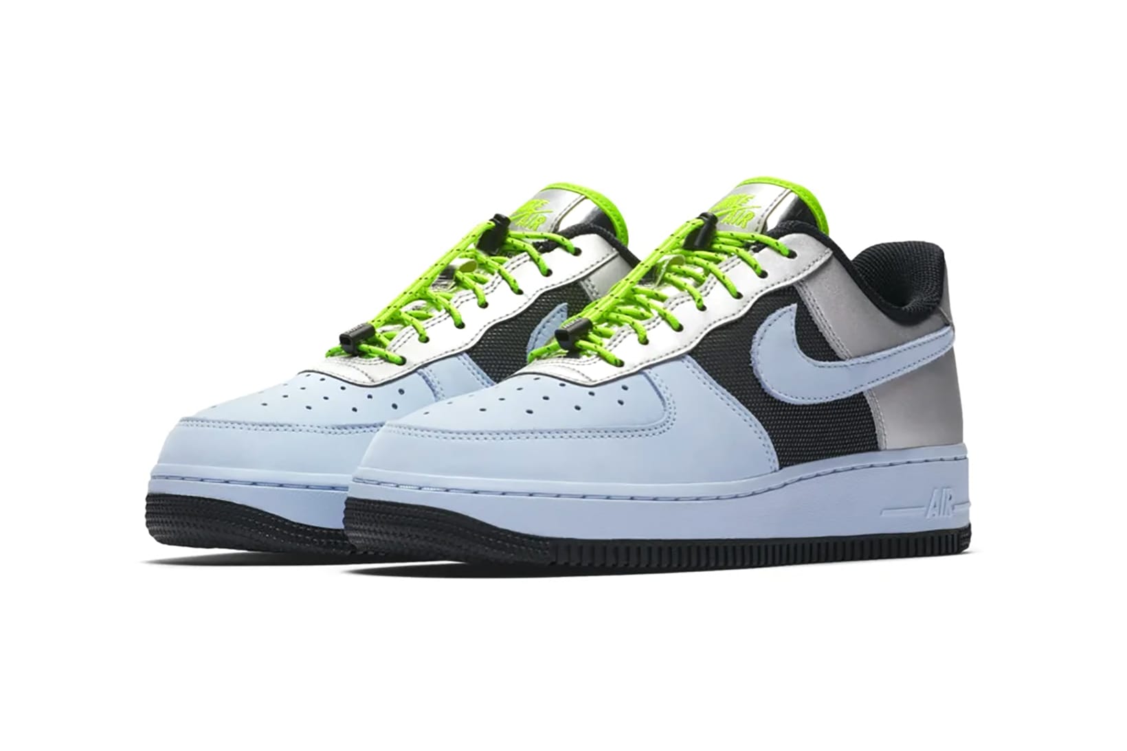blue and silver air force ones