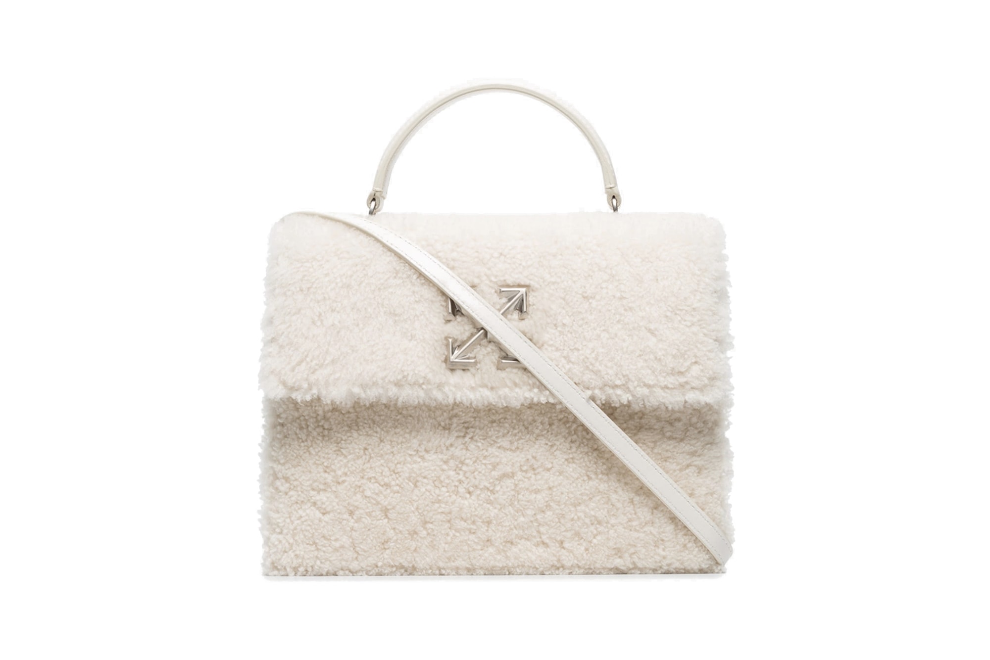 Off-White Logo Shearling Bag White Purse Virgil Abloh Luxury Designer Accessory