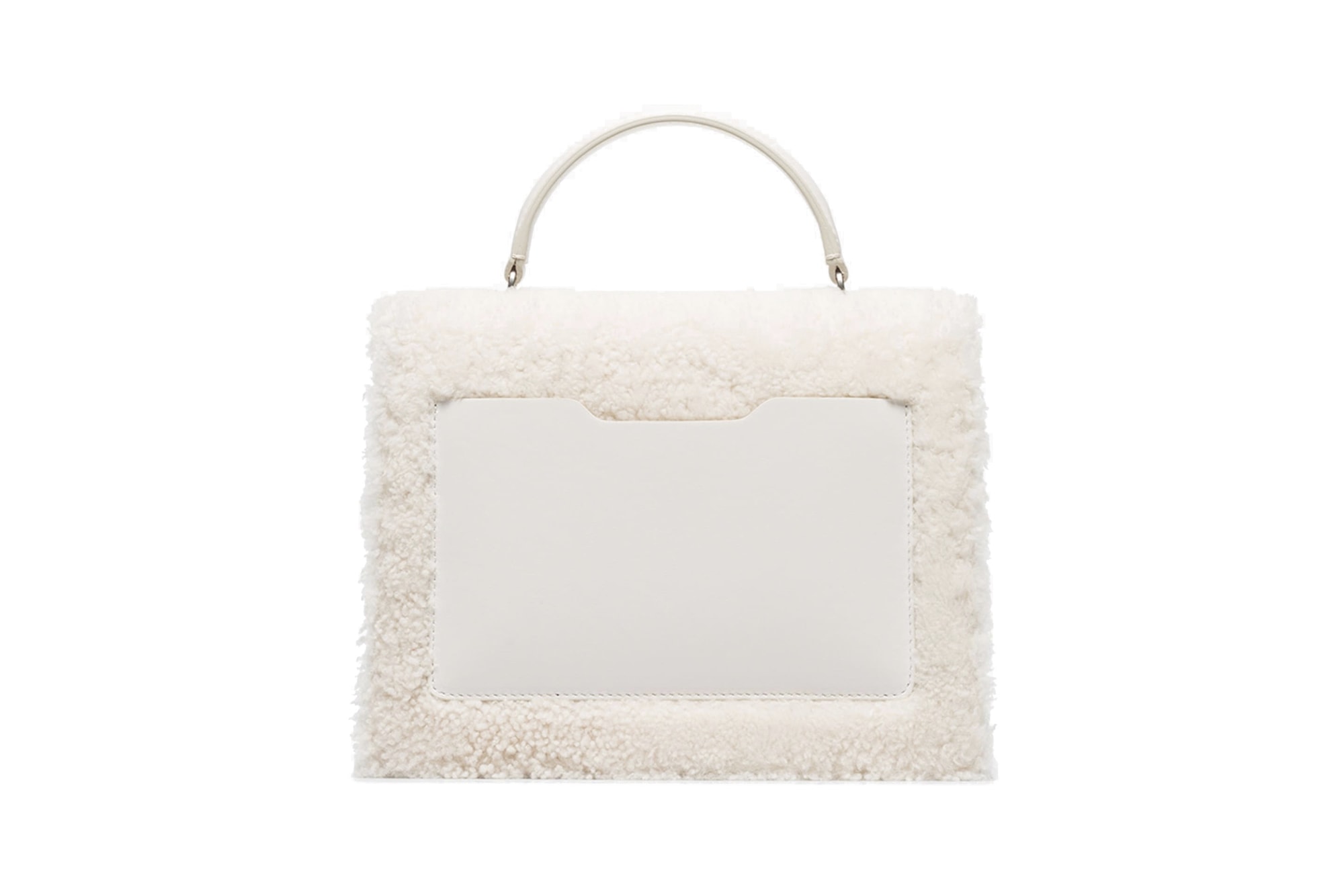 Off-White Logo Shearling Bag White Purse Virgil Abloh Luxury Designer Accessory