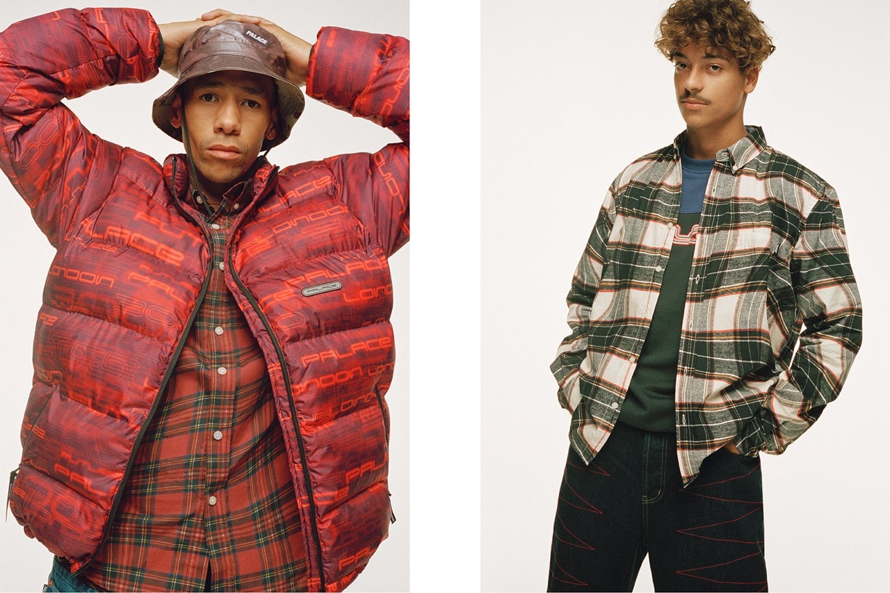 Palace Fall Winter 2019 Lookbook Jacket Red Flannel Shirt White Black