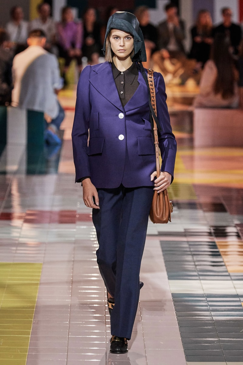 Prada Spring Summer 2020 Collection Milan Fashion Week Jacket Purple Pants Blue