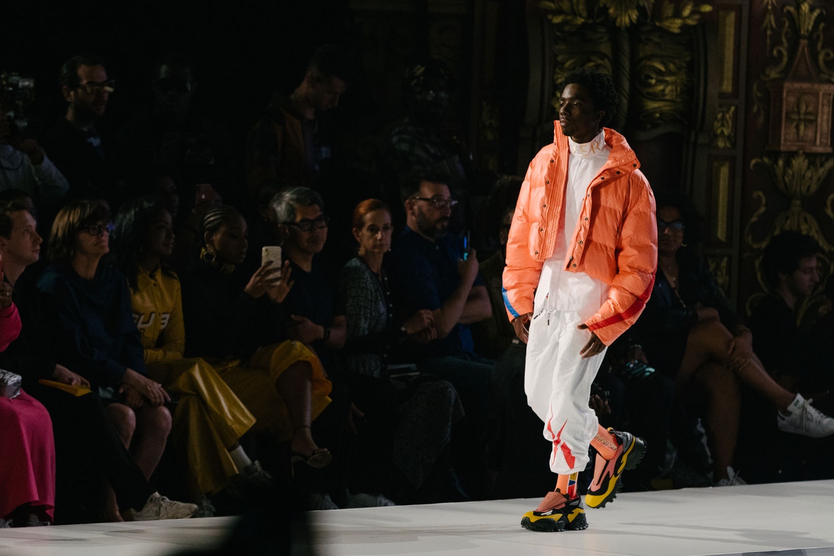 Pyer Moss Collection 3 New York Fashion Week Spring Summer 2020 Caleb McLaughlin Jacket Orange Pants White