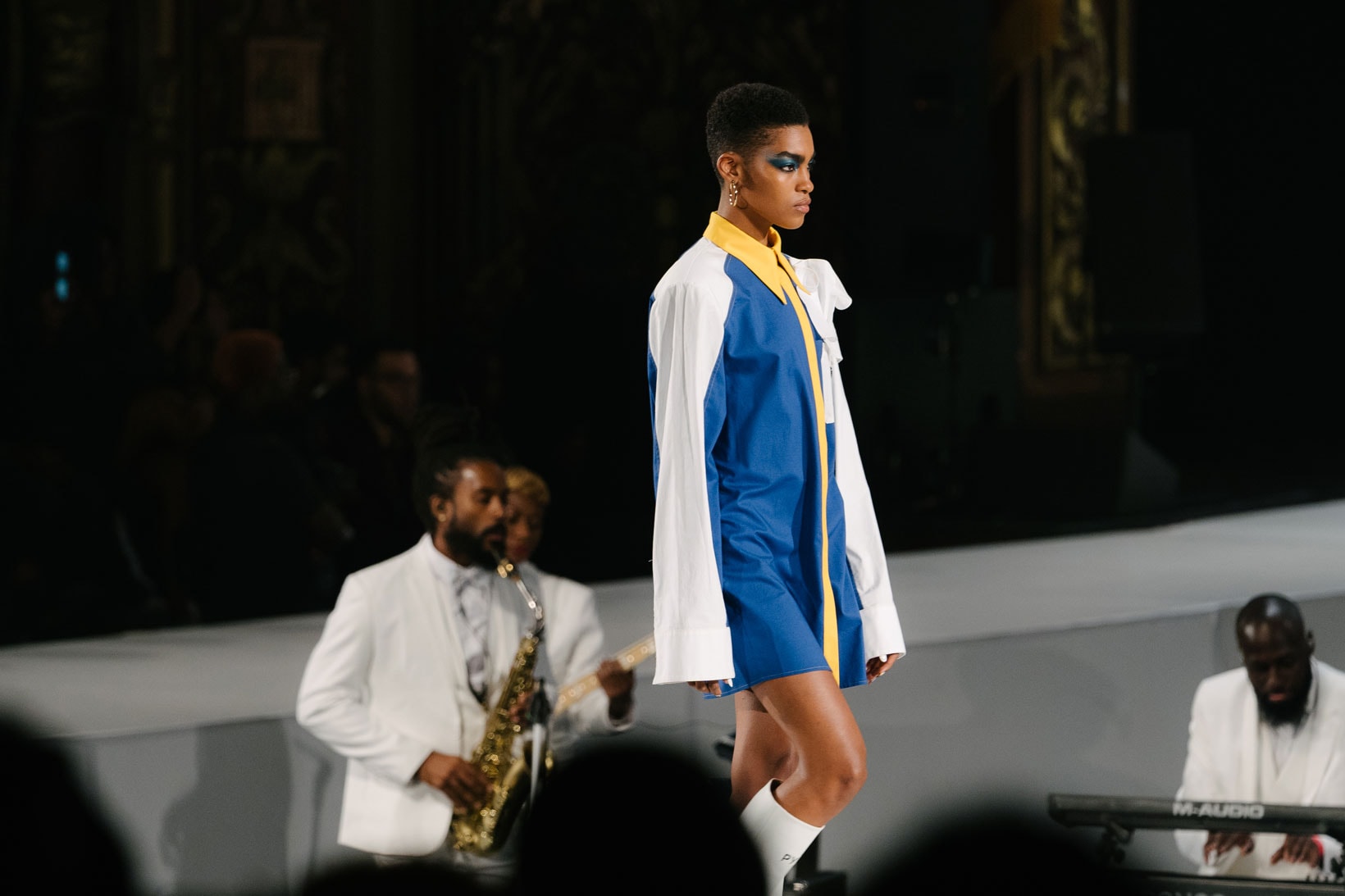 Pyer Moss Collection 3 New York Fashion Week Spring Summer 2020 Dress White Blue
