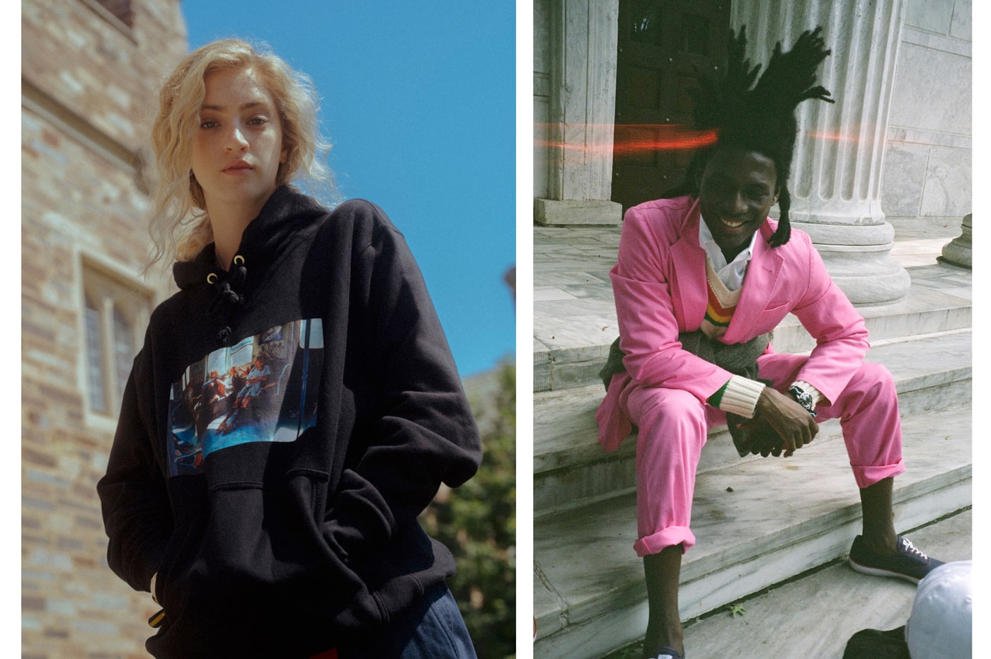 Rowing Blazers Fall Winter 2019 Lookbook Suit Pink Sweater Black