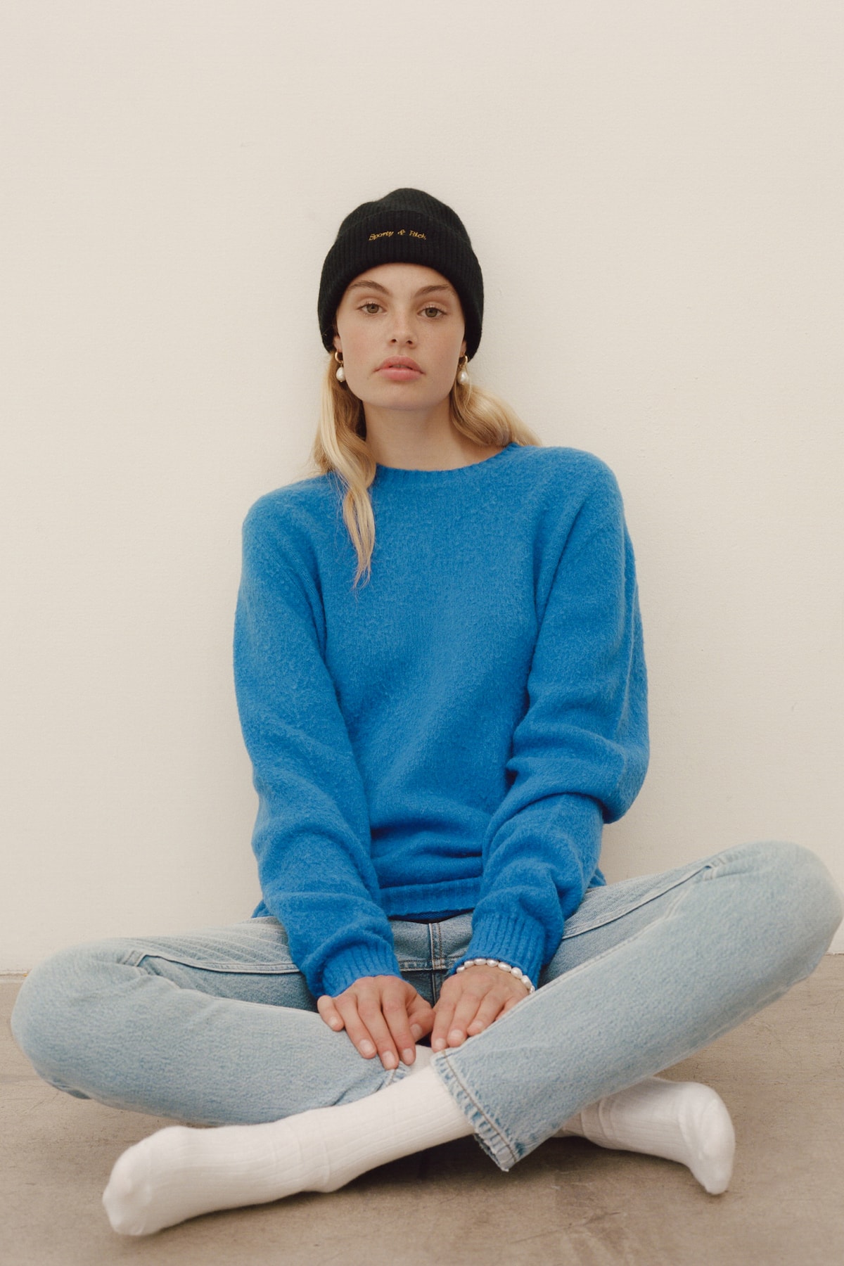 Sporty & Rich x Harmony Emily Oberg Collaboration Lookbook Collection Sweaters Logo Knits Beanie 