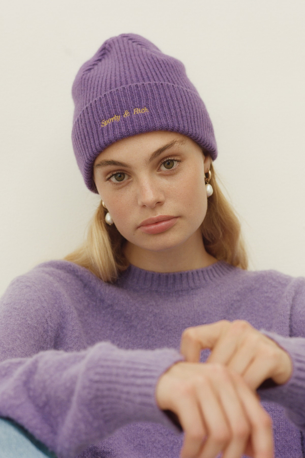 Sporty & Rich x Harmony Emily Oberg Collaboration Lookbook Collection Sweaters Logo Knits Beanie 