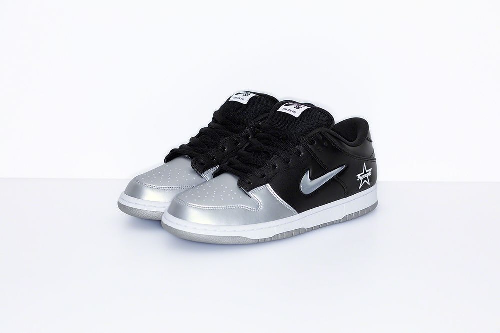 Supreme x Nike SB Dunk Low Collaboration Silver Black