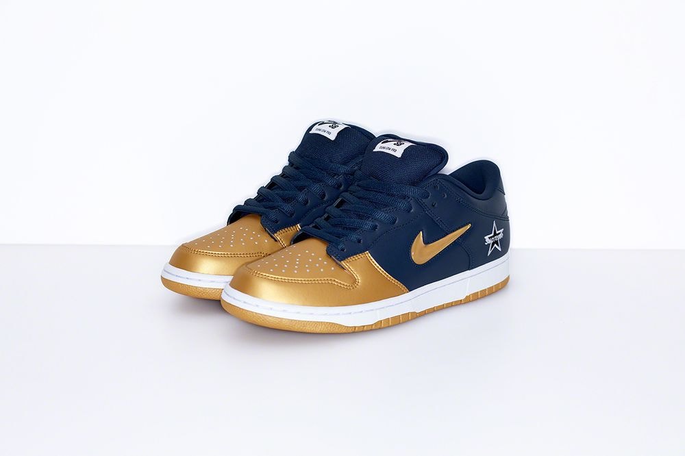 Supreme x Nike SB Dunk Low Collaboration Gold Blue