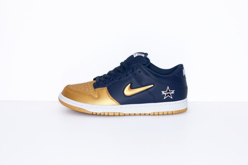 Supreme x Nike SB Dunk Low Collaboration Gold Blue