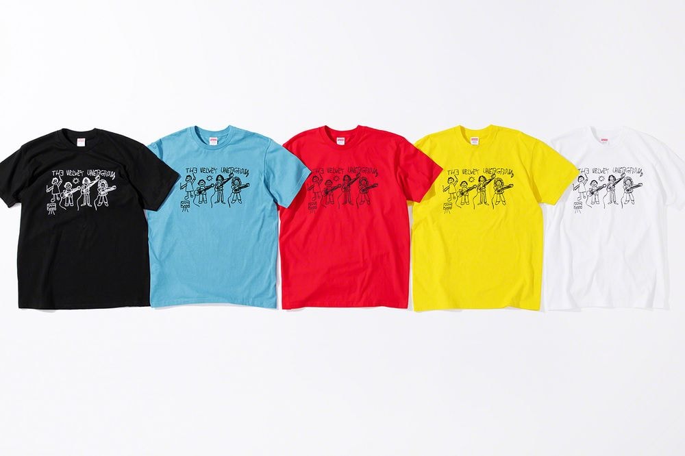 Supreme x The Velvet Underground Fall 2019 Collection T Shirts Black Blue Red Yellow White