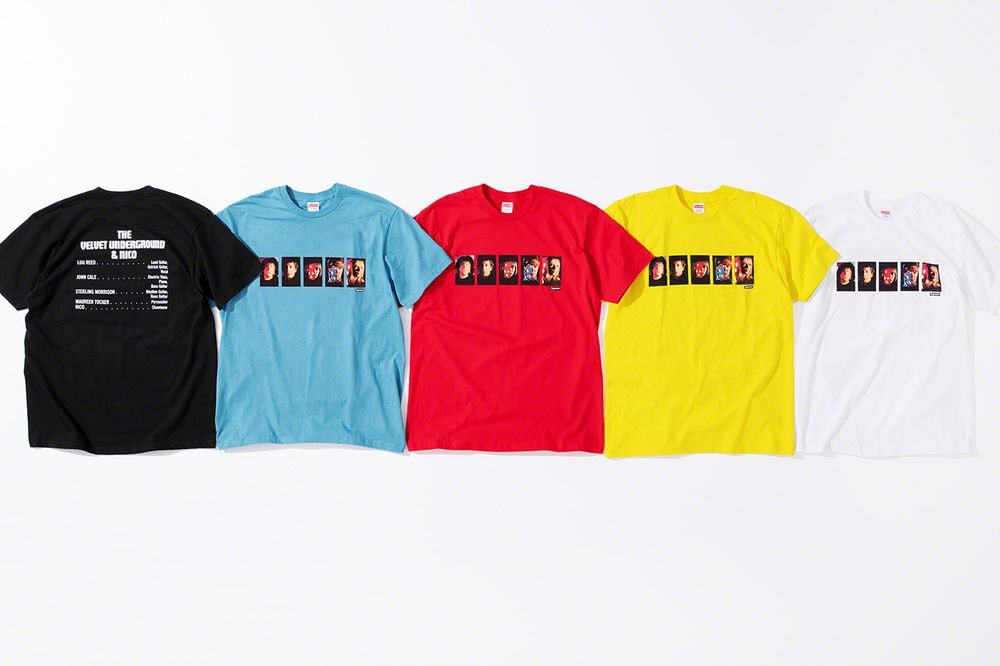 Supreme x The Velvet Underground Fall 2019 Collection T Shirts Black Blue Red Yellow White