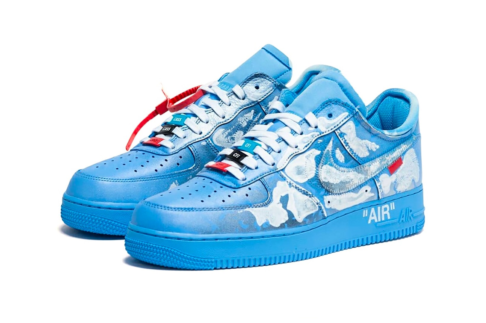 virgil abloh mca chicago cassius hirst nike air force 1 07 sneakers collaboration blue release footwear shoes sneakerhead