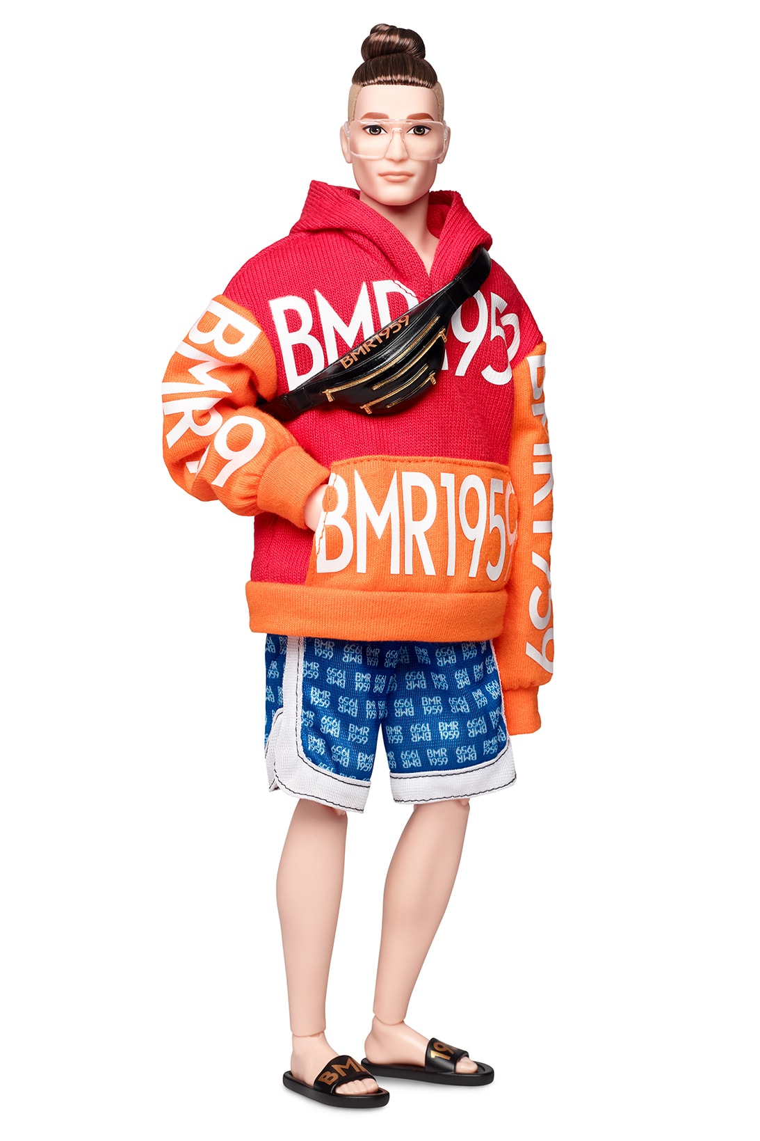 barbie bmr1959 streetwear collection hoodies denim jackets overalls bike shorts fanny pack shades shoes heels sneakers cap hat dolls