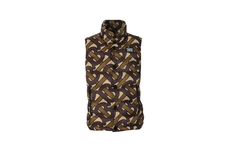 Burberry Monogram Print Puffer Gilet Bridle Brown