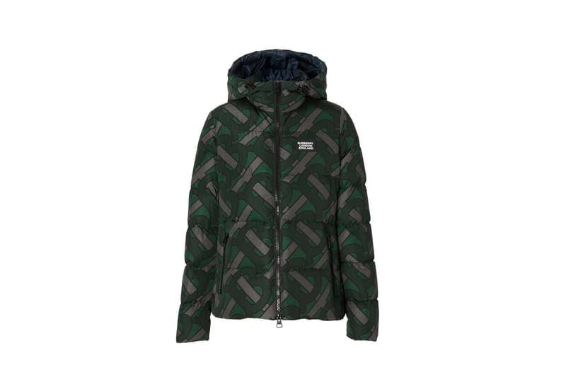 Burberry Monogram Print Puffer Jacket Forest Green