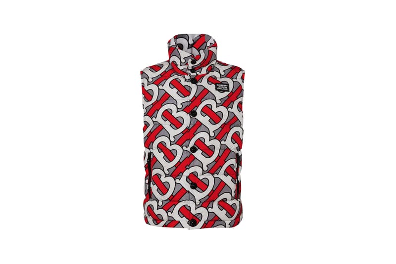 Burberry Monogram Print Puffer Gilet Steel Grey