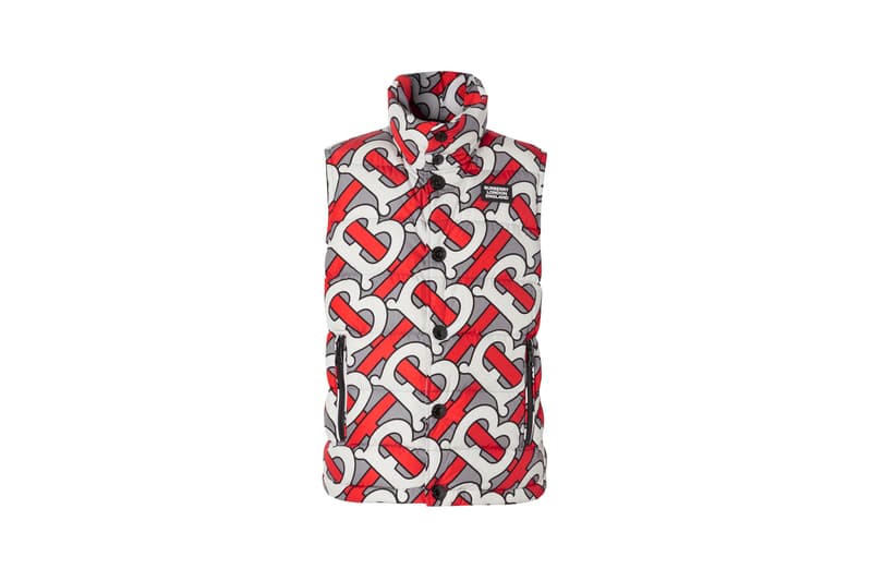 Burberry Monogram Print Puffer Gilet Steel Grey