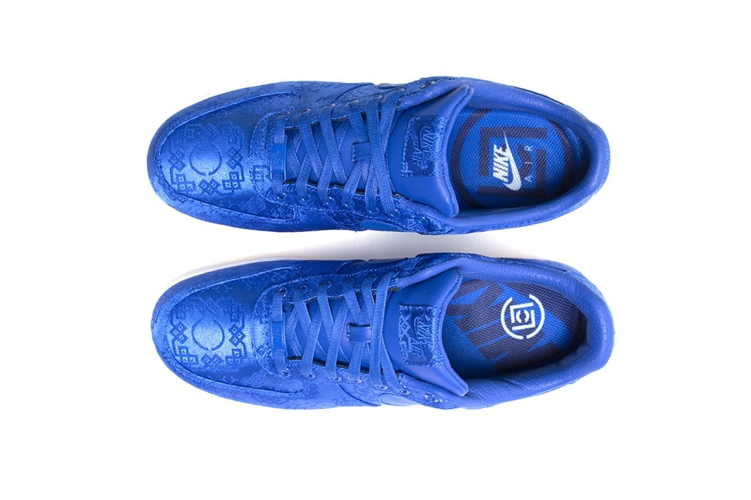 CLOT x Nike Air Force 1 "Royale University Blue Silk" Sneaker Collaboration Release Date Trainer Shoe Footwear Pattern Drop 