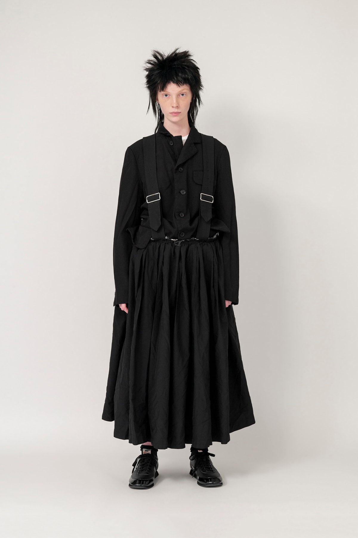 Nike x BLACK COMME des GARCONS Fall/Winter 2019 Collection Suspender Skirt Shirt Black Womens
