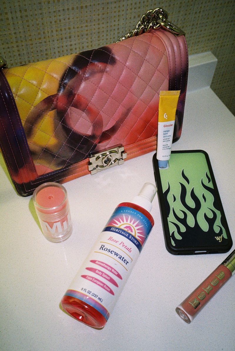 Chanel Handbag Bag Mango Glossier Balm Dotcom Lip Balm Wildflower Cases iPhone Case Fire Flame Green Rosewater Milk Makeup