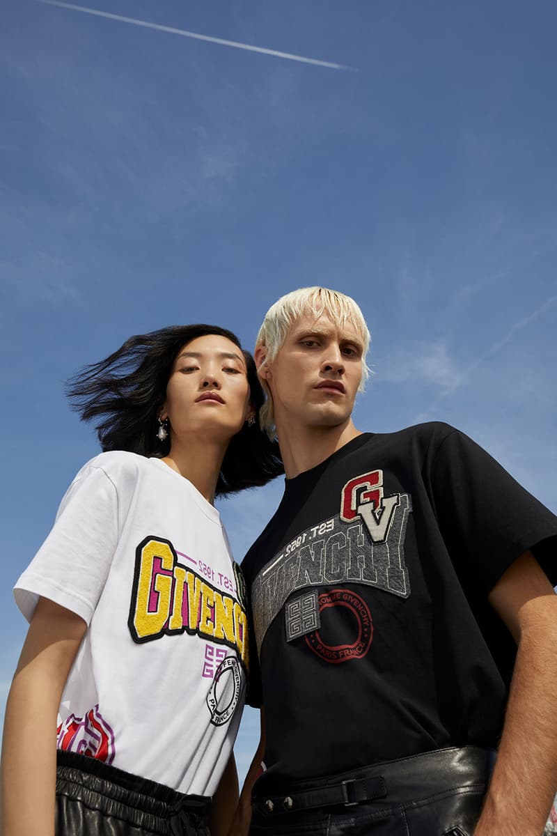 givenchy fashion apparel clothes varsity t shirt white black yellow grey model clare waight keller